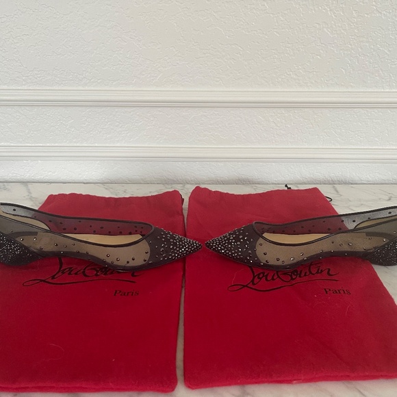 Christian Louboutin Studded Follies Strass Ballet Flats - Picture 4 of 8